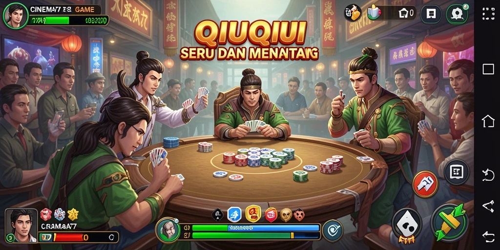 Tampilan gameplay QiuQiu yang seru dan kompetitif.