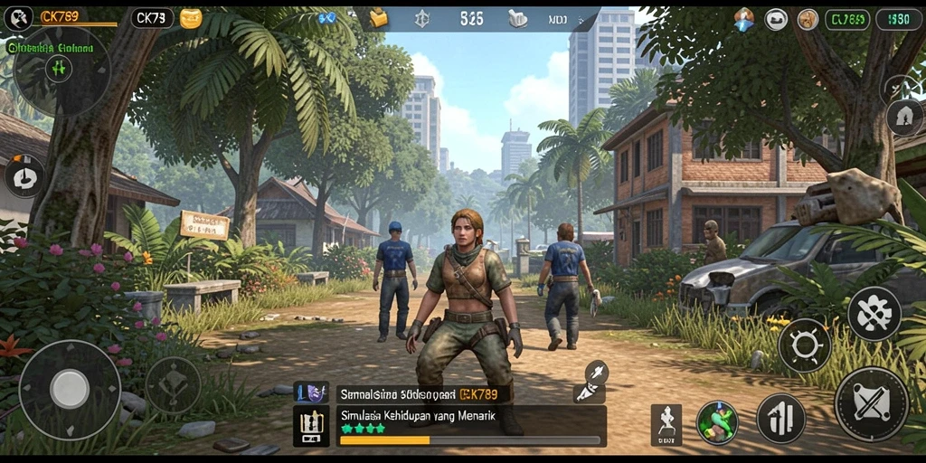 Tampilan gameplay CK789 yang menarik dengan berbagai aktivitas sehari-hari.