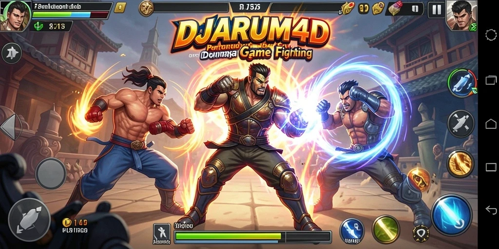 Gameplay Fighting seru dengan karakter yang beragam dan arena bertarung.