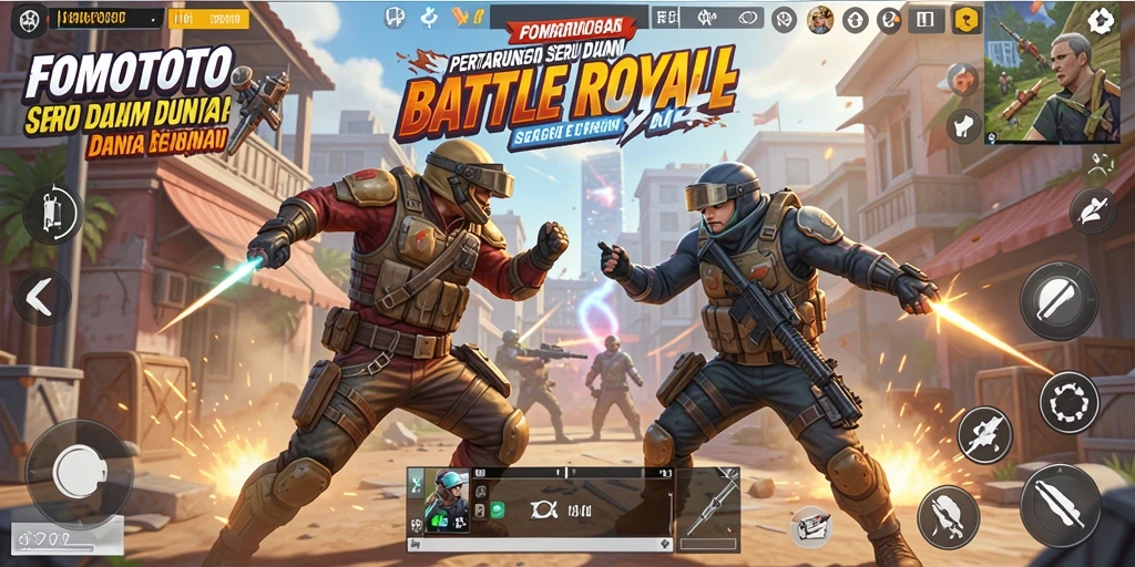 Tampilan gameplay seru FOMOTOTO dalam pertarungan Battle Royale.