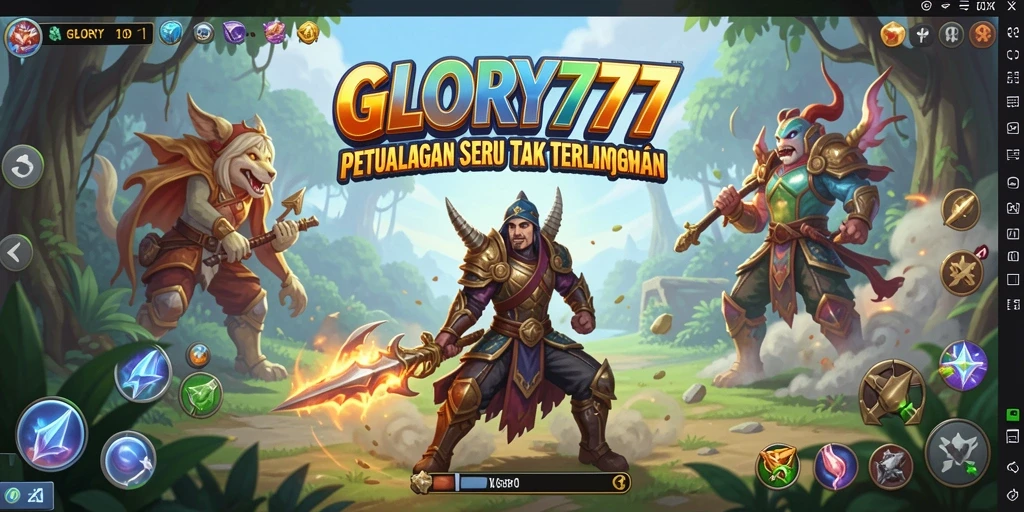 Screenshot utama GLORY777 menampilkan aksi gameplay petualangan yang mendebarkan.
