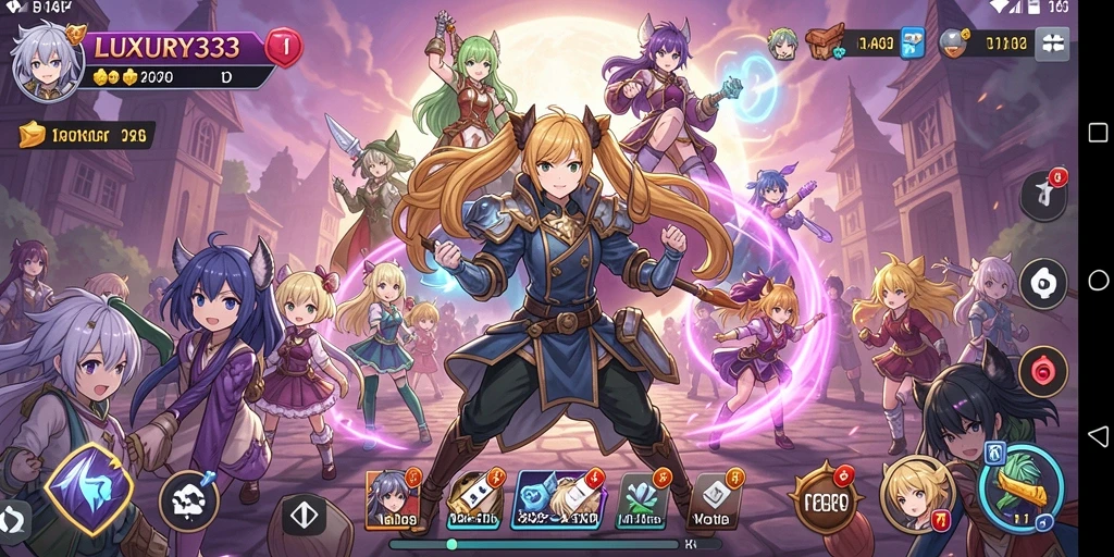 Gameplay LUXURY333 menunjukkan aksi karakter anime yang menarik dan penuh energi.