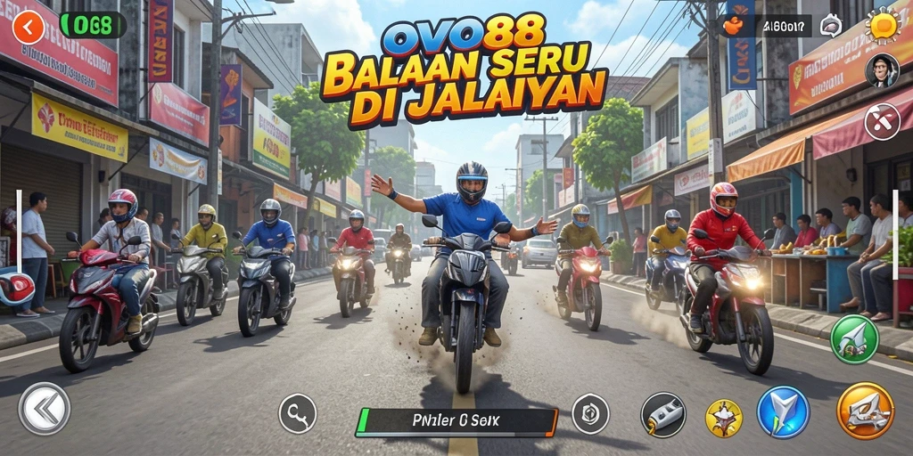 Screenshot gameplay OVO88 menunjukkan aksi balap yang nyata dan menegangkan.