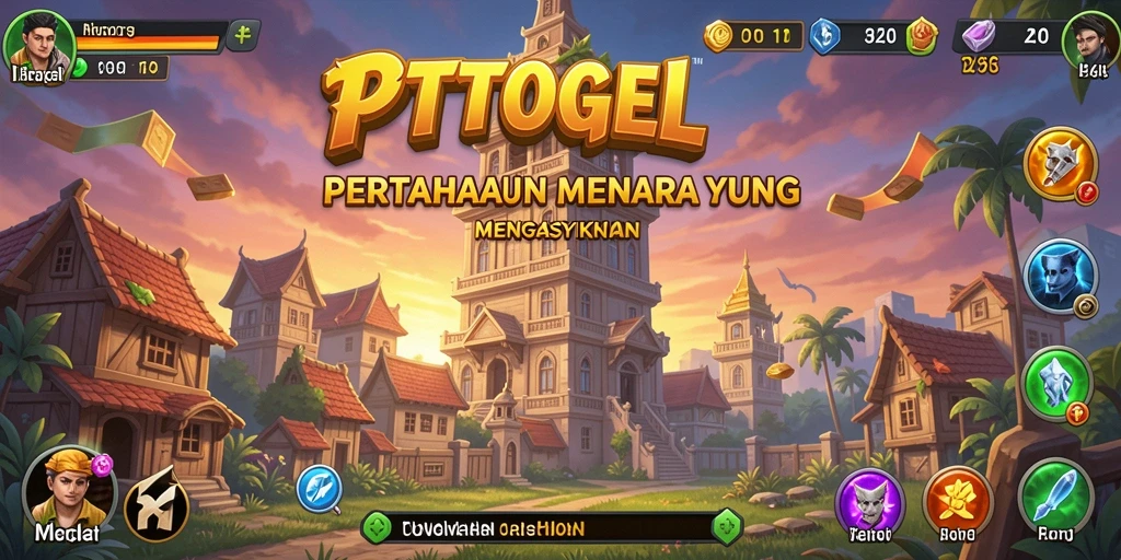 Tangkapan layar gameplay PTTOGEL yang menampilkan menara dan musuh.