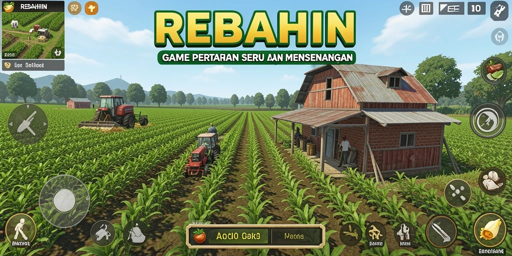 Gameplay menarik dalam REBAHIN yang menampilkan aktivitas bertani.