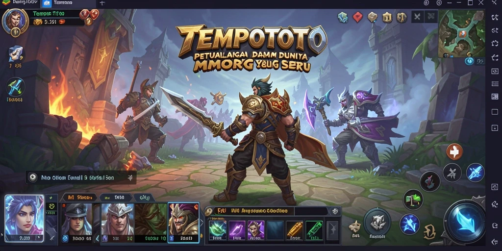 Tampilan screenshot TEMPOTOTO yang menunjukkan aksi seru dalam MMORPG.