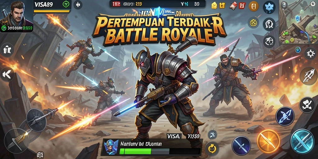 Screenshot utama VISA89 menampilkan aksi mendebarkan dalam game Battle Royale.